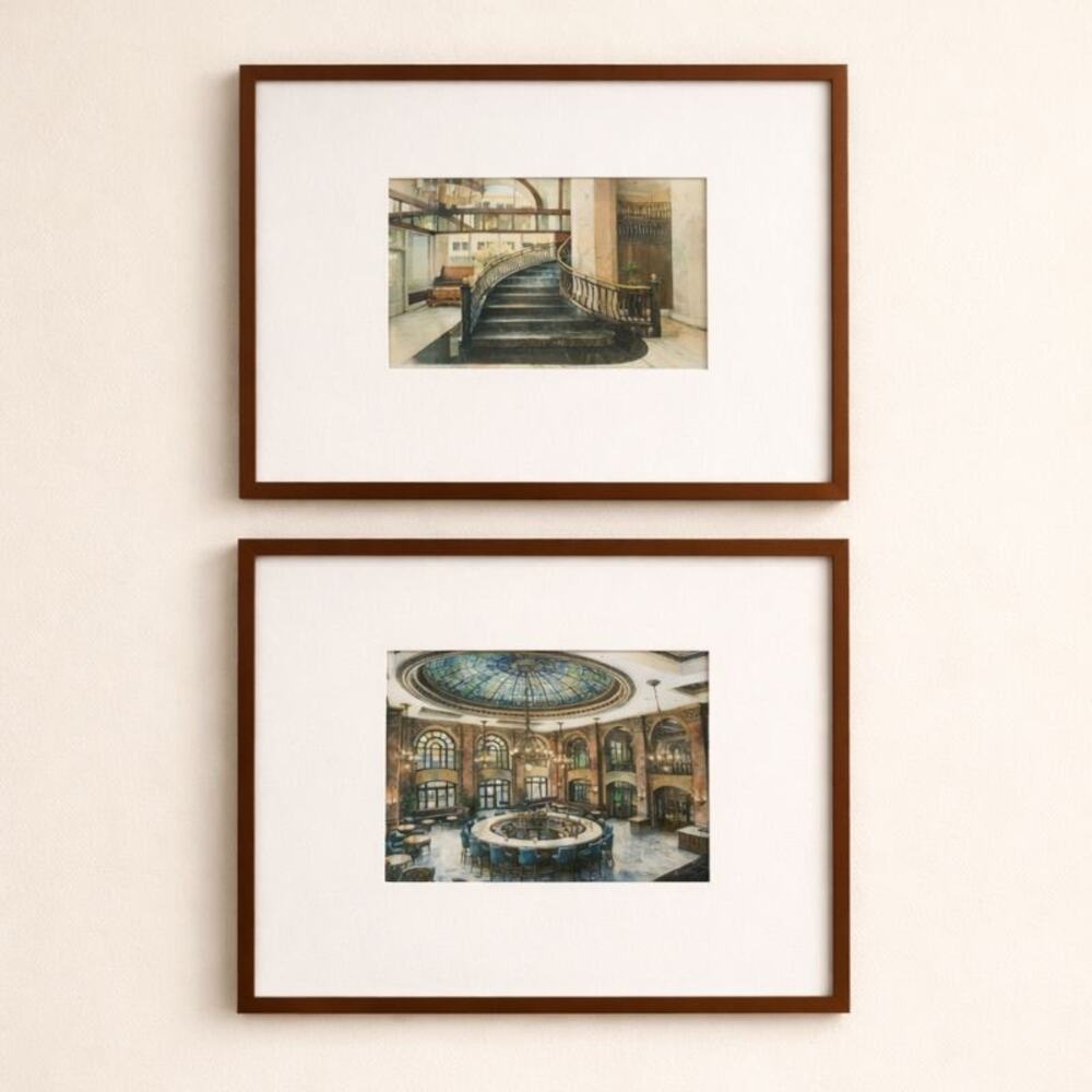 Hotel Paso Del Norte El Paso Tiffany Dome Watercolors Style Framed Prints - Picture 5 of 5